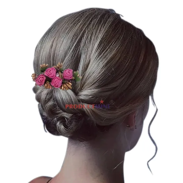 Magenta_Hair_Comb_Pin_Floral_For_Women_And_Girls_Hair