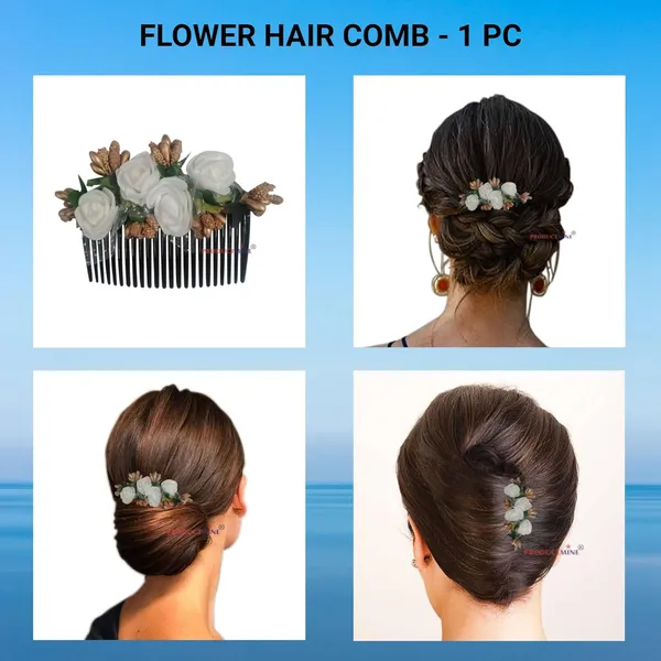 White_Hair_Comb_Pin_Floral_For_Women_And_Girls_Hair