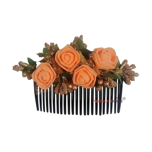 Orange_Floral_Hair_Comb_Pin_Floral_For_Women_And_Girls_Hair