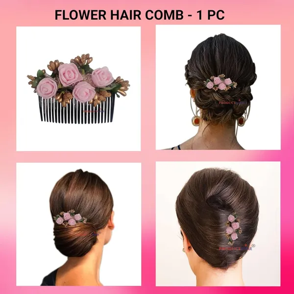 Pink_Floral_Hair_Comb_Pin_Floral_For_Women_And_Girls_Hair
