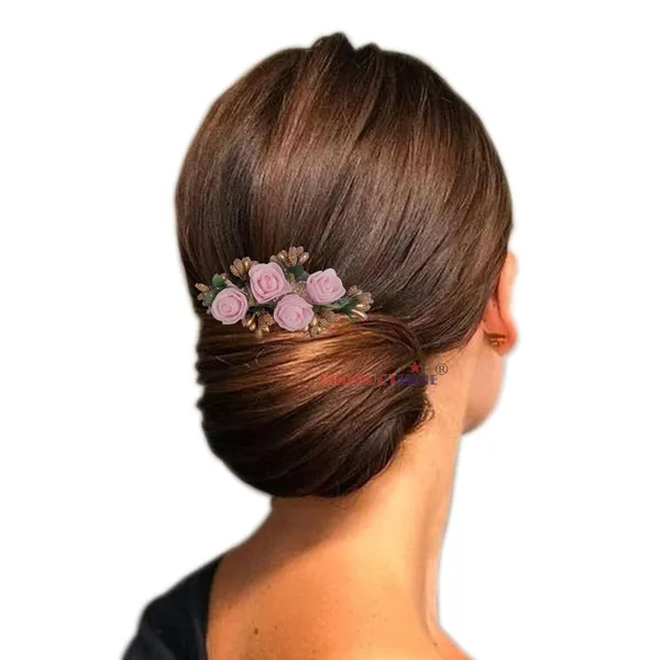 Pink_Floral_Hair_Comb_Pin_Floral_For_Women_And_Girls_Hair