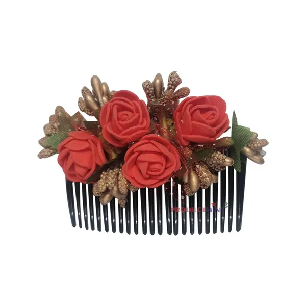 Red_Floral_Hair_Comb_Pin_For_Women_And_Girls_Hair