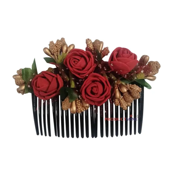 Maroon_Floral_Hair_Comb_Pin_Floral_For_Women_And_Girls_Hair