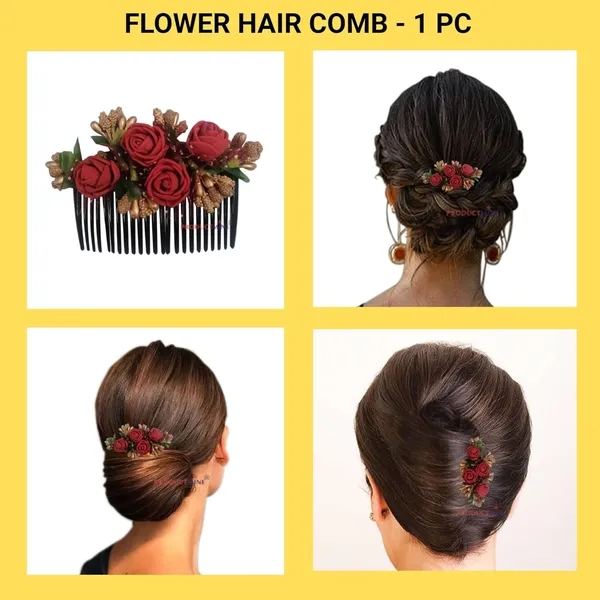 Maroon_Floral_Hair_Comb_Pin_Floral_For_Women_And_Girls_Hair