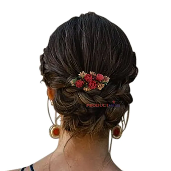 Maroon_Floral_Hair_Comb_Pin_Floral_For_Women_And_Girls_Hair