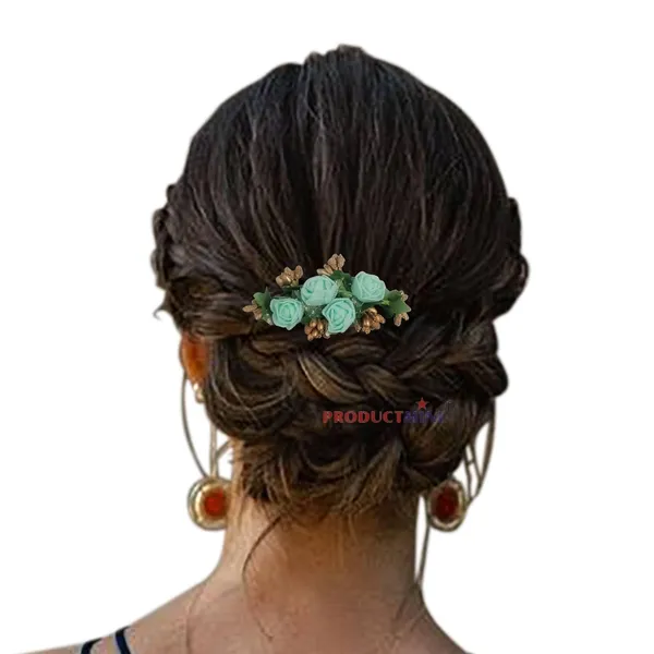 Aqua_Green_Floral_Hair_Comb_Pin_Floral_For_Women_And_Girls_Hair