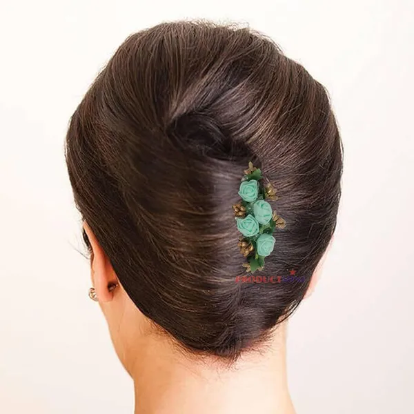 Aqua_Green_Floral_Hair_Comb_Pin_Floral_For_Women_And_Girls_Hair