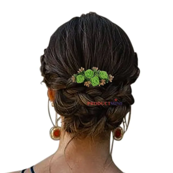 Green_Hair_Comb_Floral_For_Women_And_Girls_Hair
