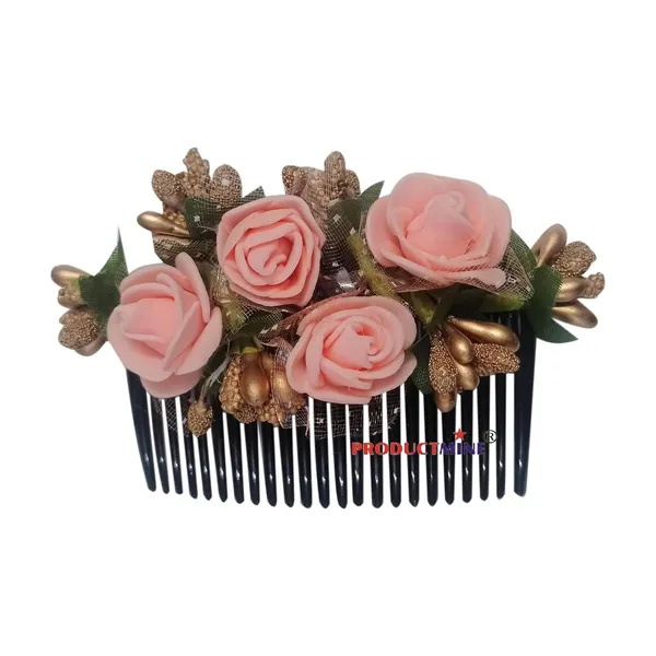 Peach_Floral_Hair_Comb_Pin_Floral_For_Women_And_Girls_Hair