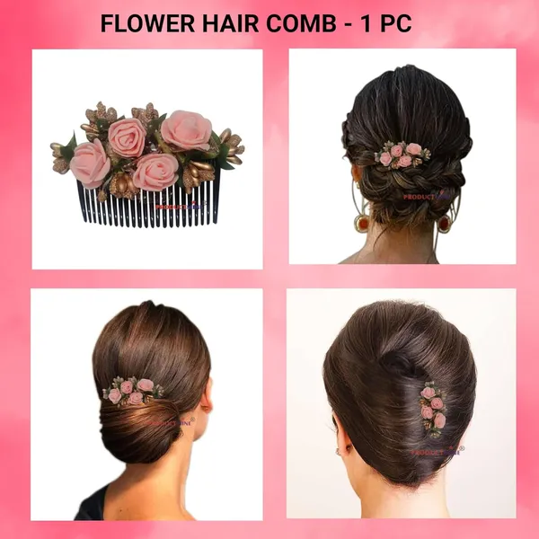 Peach_Floral_Hair_Comb_Pin_Floral_For_Women_And_Girls_Hair
