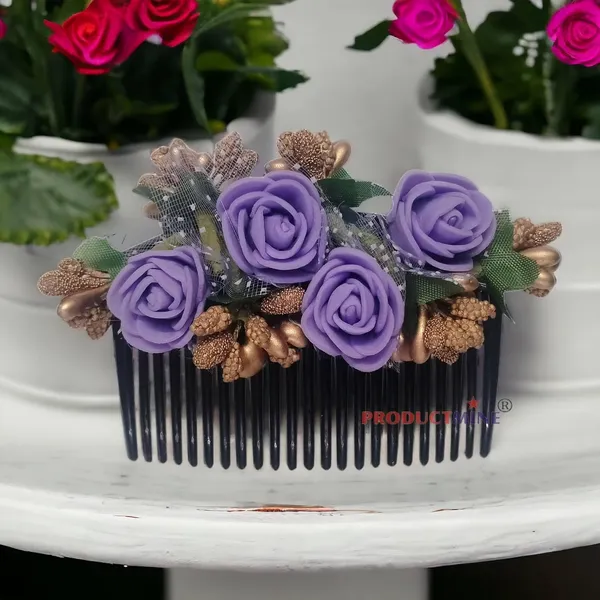 Purple_Floral_Hair_Comb_For_Women_And_Girls_Hair