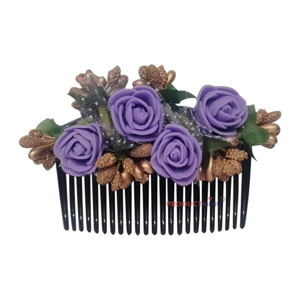 Purple_Floral_Hair_Comb_For_Women_And_Girls_Hair