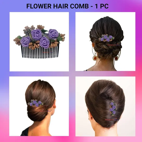Purple_Floral_Hair_Comb_For_Women_And_Girls_Hair