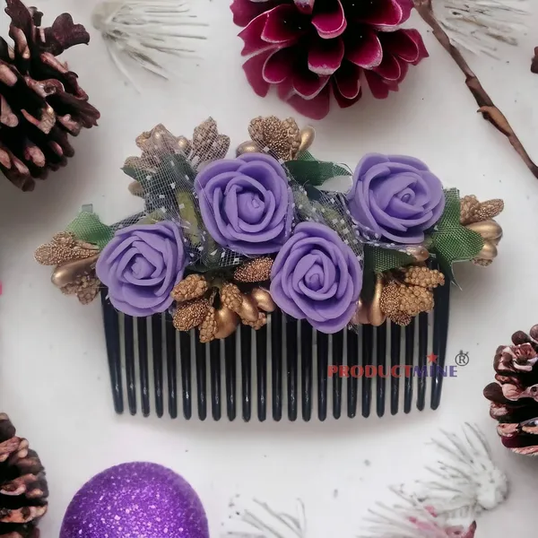 Purple_Floral_Hair_Comb_For_Women_And_Girls_Hair