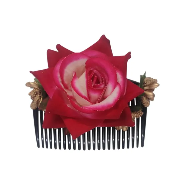 Magenta_Floral_Hair_Comb_Pin_Floral_For_Women_And_Girls_Hair