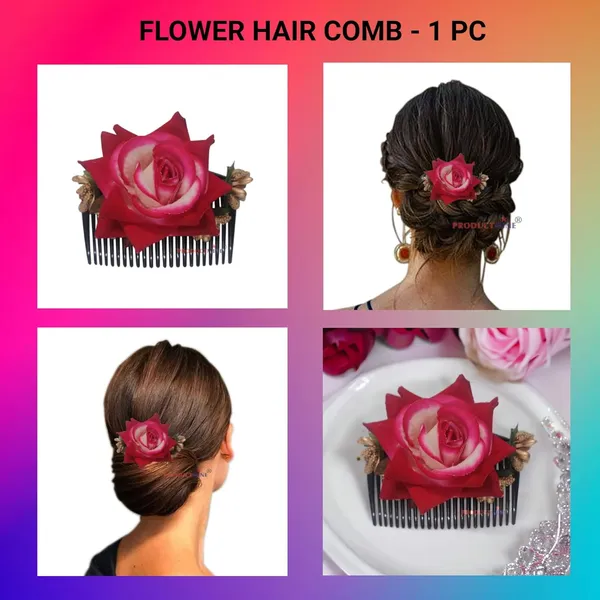 Magenta_Floral_Hair_Comb_Pin_Floral_For_Women_And_Girls_Hair