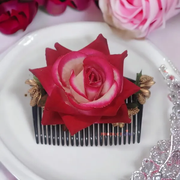 Magenta_Floral_Hair_Comb_Pin_Floral_For_Women_And_Girls_Hair