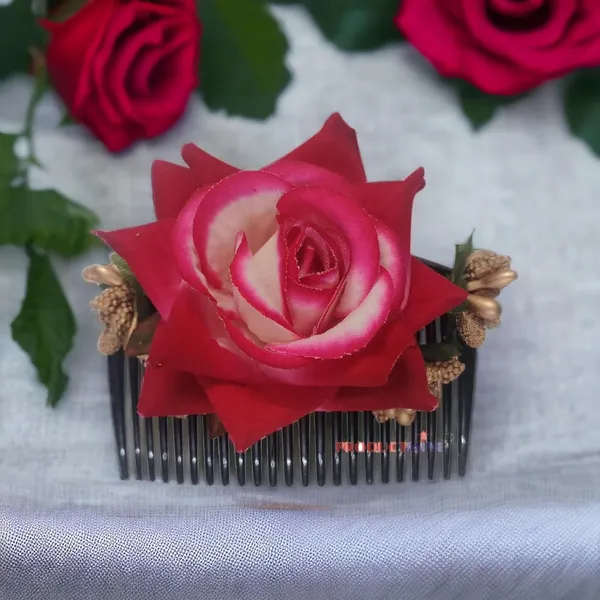 Magenta_Floral_Hair_Comb_Pin_Floral_For_Women_And_Girls_Hair