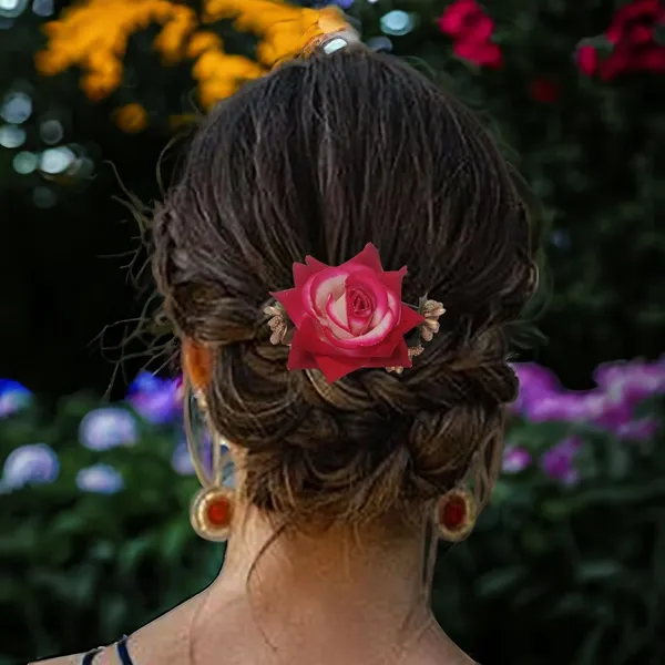 Magenta_Floral_Hair_Comb_Pin_Floral_For_Women_And_Girls_Hair