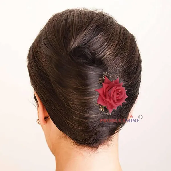 Salmon_Red_Floral_Hair_Comb_Pin_Floral_For_Women_And_Girls_Hair