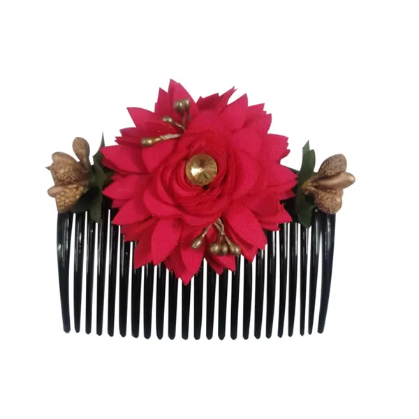 Magenta_Floral_Hair_Comb_Pin_Floral_For_Women_And_Girls_Hair