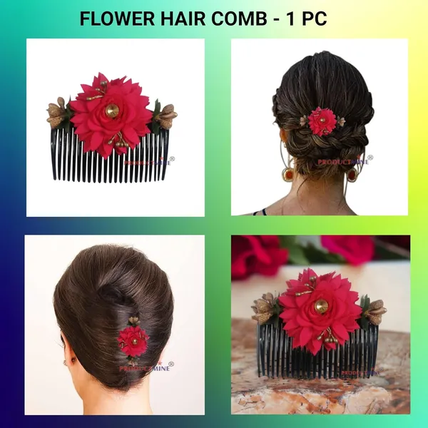 Magenta_Floral_Hair_Comb_Pin_Floral_For_Women_And_Girls_Hair