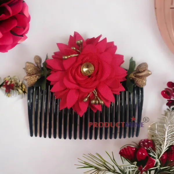 Magenta_Floral_Hair_Comb_Pin_Floral_For_Women_And_Girls_Hair