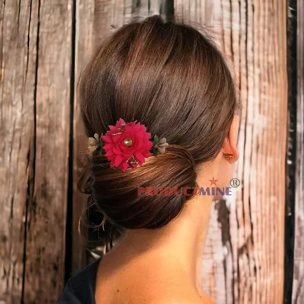 Magenta_Floral_Hair_Comb_Pin_Floral_For_Women_And_Girls_Hair