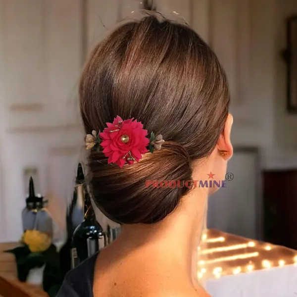 Magenta_Floral_Hair_Comb_Pin_Floral_For_Women_And_Girls_Hair