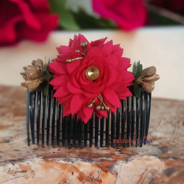 Magenta_Floral_Hair_Comb_Pin_Floral_For_Women_And_Girls_Hair