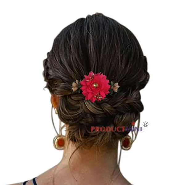 Magenta_Floral_Hair_Comb_Pin_Floral_For_Women_And_Girls_Hair