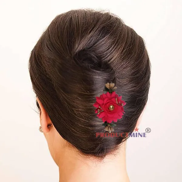 Magenta_Floral_Hair_Comb_Pin_Floral_For_Women_And_Girls_Hair