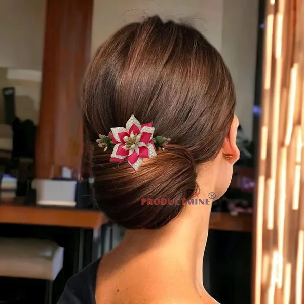 Magenta_Floral_Hair_Comb_Hair_Accessories_Pin_For_Women_And_Girls_Hair