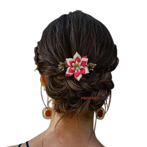 Magenta_Floral_Hair_Comb_Hair_Accessories_Pin_For_Women_And_Girls_Hair