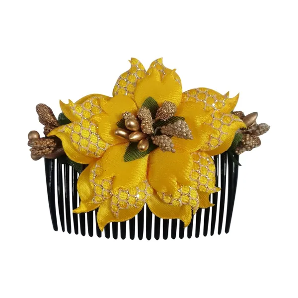 Yellow_Floral_Hair_Comb_Hair_Accessories_Pin_For_Women_And_Girls_Hair