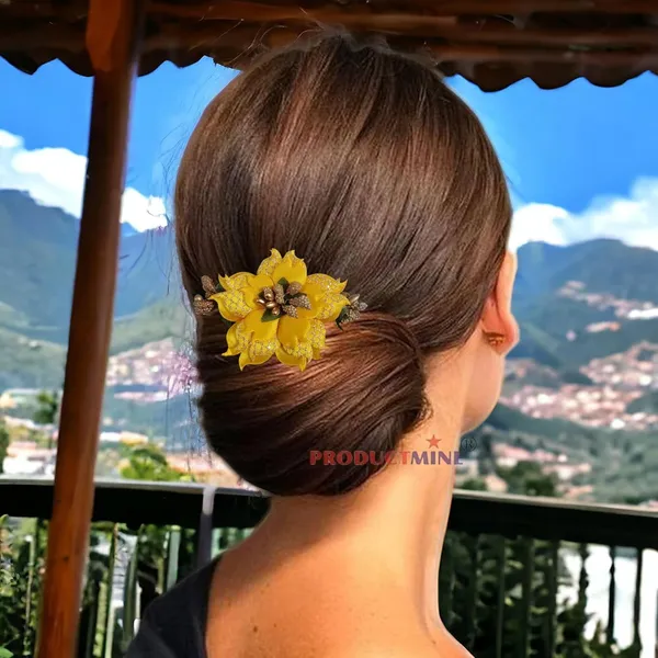 Yellow_Floral_Hair_Comb_Hair_Accessories_Pin_For_Women_And_Girls_Hair
