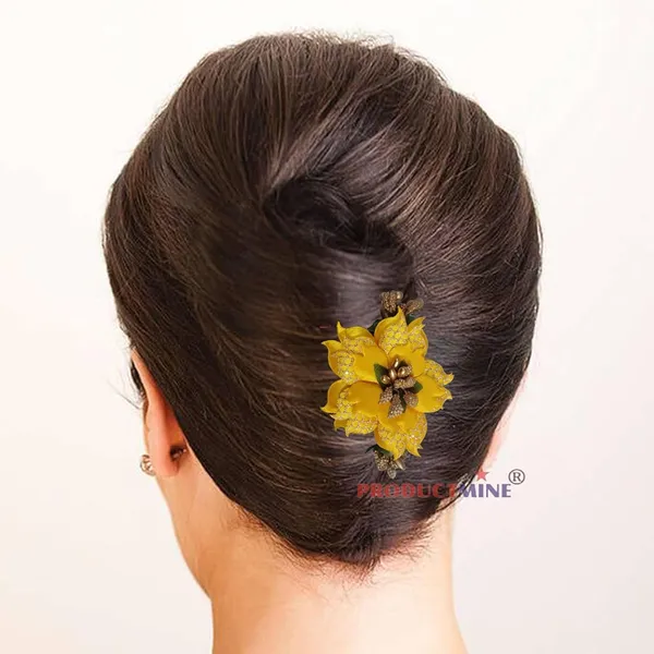 Yellow_Floral_Hair_Comb_Hair_Accessories_Pin_For_Women_And_Girls_Hair