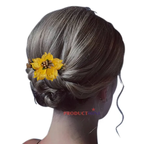 Yellow_Floral_Hair_Comb_Hair_Accessories_Pin_For_Women_And_Girls_Hair