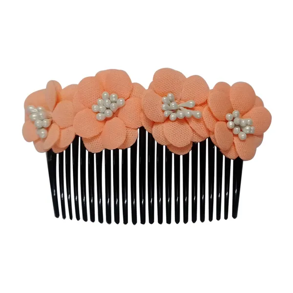 Peach_Floral_Hair_Comb_Pin_Floral_For_Women_And_Girls_Hair