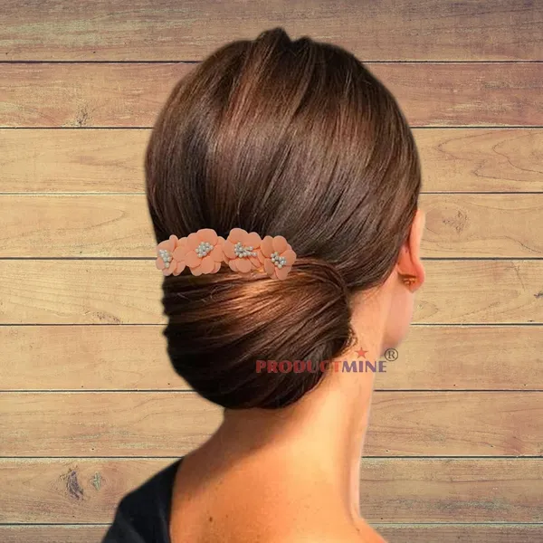 Peach_Floral_Hair_Comb_Pin_Floral_For_Women_And_Girls_Hair