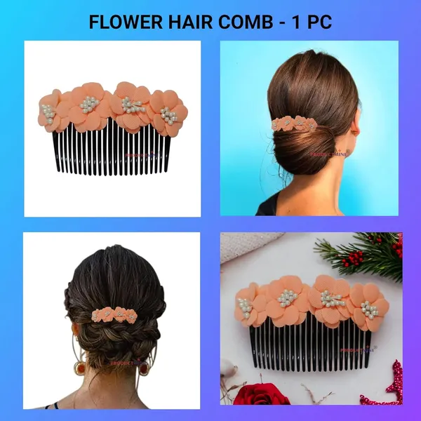 Peach_Floral_Hair_Comb_Pin_Floral_For_Women_And_Girls_Hair