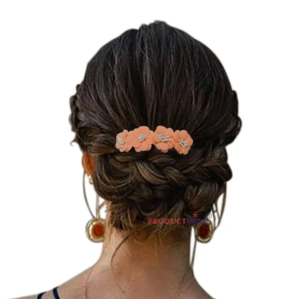 Peach_Floral_Hair_Comb_Pin_Floral_For_Women_And_Girls_Hair