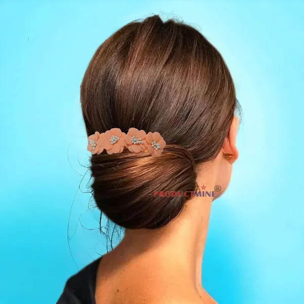 Peach_Floral_Hair_Comb_Pin_Floral_For_Women_And_Girls_Hair