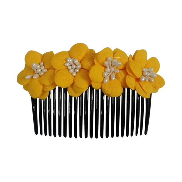 Yellow_Floral_Hair_Comb_Hair_Accessories_Floral_For_Women_And_Girls_Hair