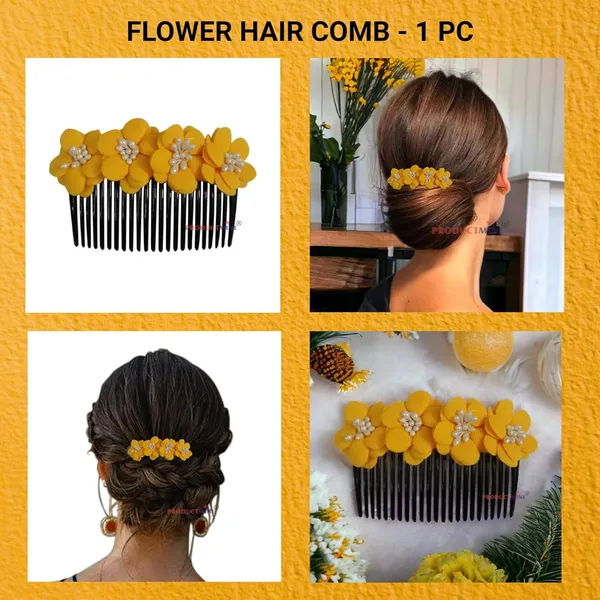 Yellow_Floral_Hair_Comb_Hair_Accessories_Floral_For_Women_And_Girls_Hair