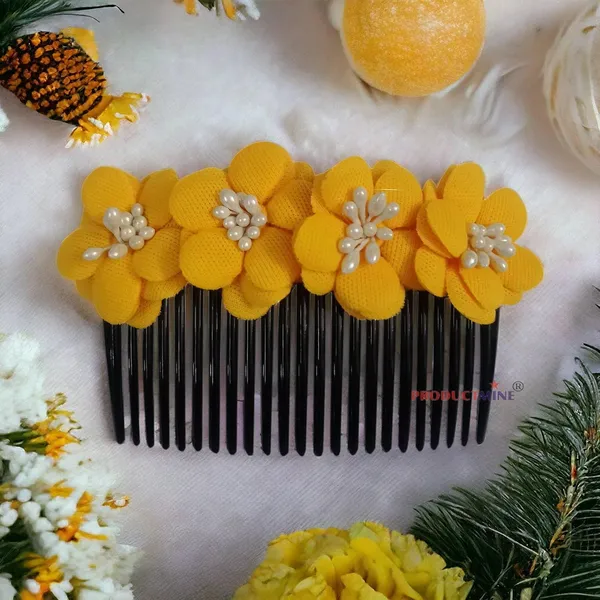 Yellow_Floral_Hair_Comb_Hair_Accessories_Floral_For_Women_And_Girls_Hair