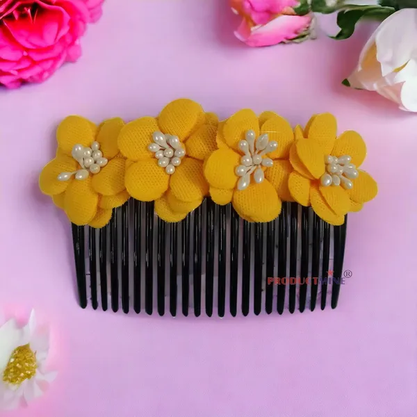 Yellow_Floral_Hair_Comb_Hair_Accessories_Floral_For_Women_And_Girls_Hair