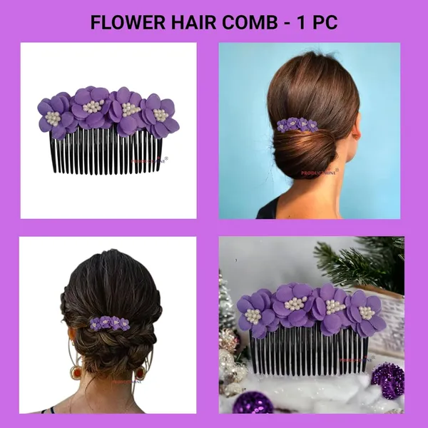 Purple_Floral_Hair_Comb_Pin_Floral_For_Women_And_Girls_Hair