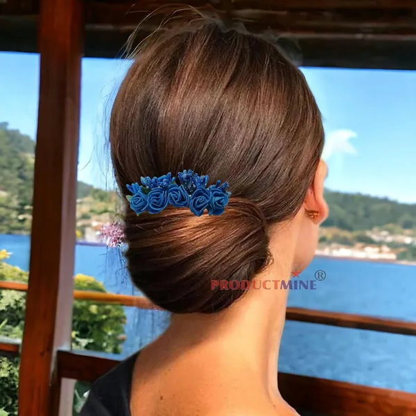 Blue_Hair_Comb_Pin_Floral_For_Women_And_Girls_Hair