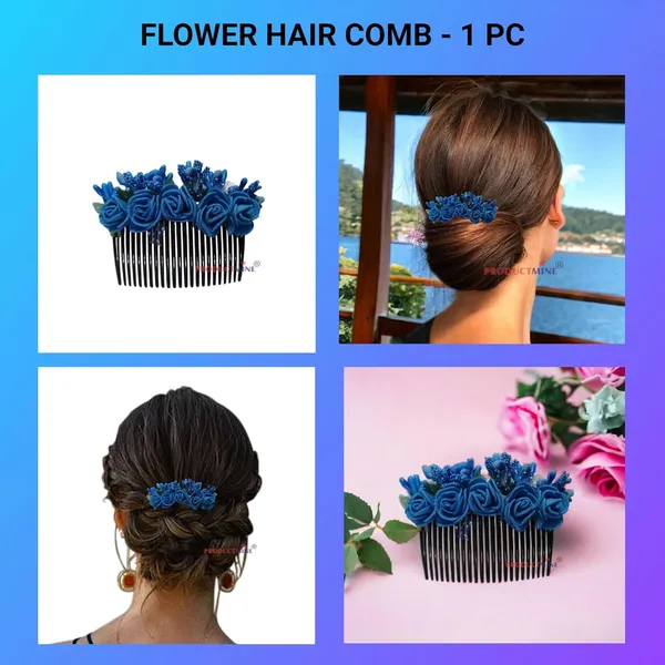 Blue_Hair_Comb_Pin_Floral_For_Women_And_Girls_Hair
